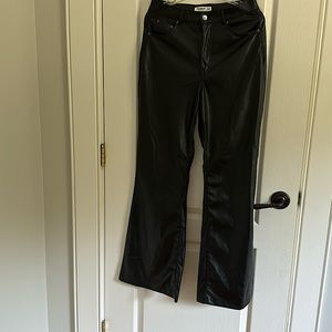 Pull&Bear faux leather black pants wide leg sz 8 So Nice! Never worn!